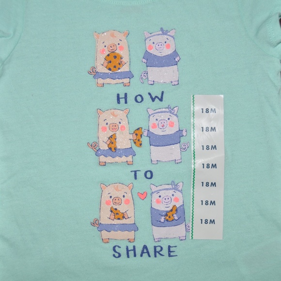 New CAT & JACK Green How To Share Graphic Tee - Picture 2 of 4